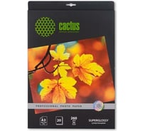 Фотобумага для струйной печати Cactus prof А3, 260г/м2, 20 листов, белая, глянцевая CS-HGA326020 805836