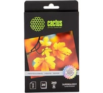 Фотобумага для струйной печати Cactus prof 10x15, 260г/м2, 20 листов, белая, глянцевая CS-HGA626020 805840