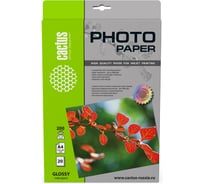 Фотобумага для струйной печати Cactus А4, 200г/м2, 20 листов, белая, глянцевая CS-GA420020 805819