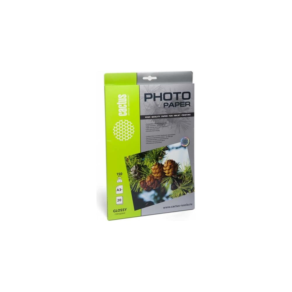 Фотобумага для струйной печати Cactus А3+, 150г/м2, 20 листов, белая ...