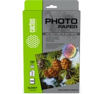 Фотобумага для струйной печати Cactus 10x15, 230г/м2, 100 листов, белая, глянцевая CS-GA6230100 266689