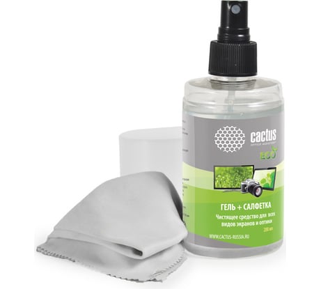 Чистящий набор салфетка/гель Cactus для экранов и оптики, 18x18 см, 200 мл, 1 шт. CS-S3004E 1118422