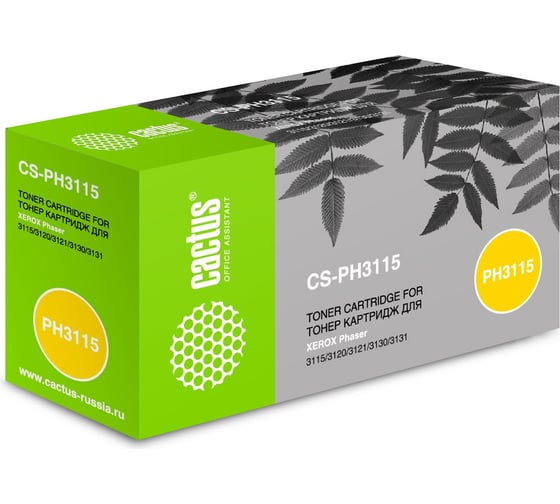 Лазерный картридж Cactus 109r00725 черный, 3000 страниц, для xerox ph3115/3120/3121/3130/3131/ CS-PH3115 358189 1
