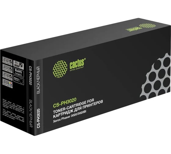 Лазерный картридж Cactus 106r03048 черный, набор 1500 страниц, для xerox phaser 3020/3020bi CS-PH3020X 1412841 1