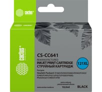 Струйный картридж для hp dj d1663/d2563/d2663/d5563/f2423/f2483 Cactus №121xl черный 18 мл CS-CC641 807142