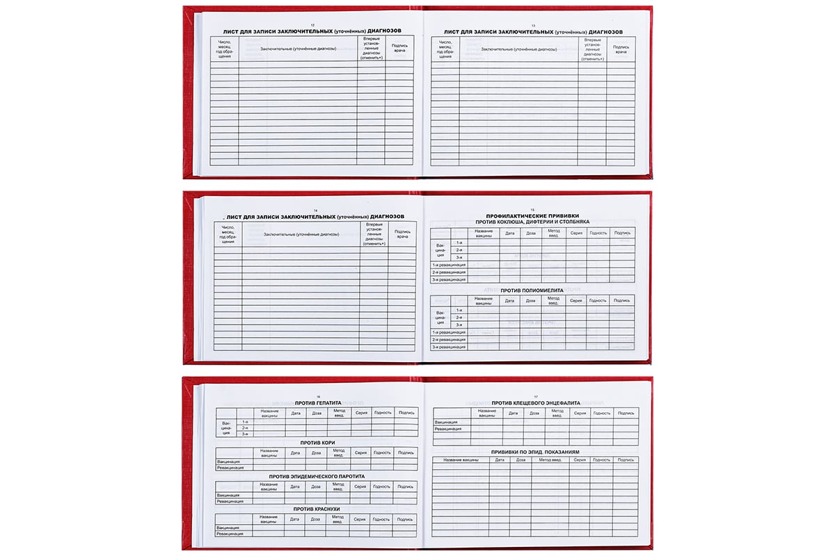 Медицинская карта OfficeSpace история развития ребенка, А5 форма 112,  красная, твердая обложка бумвинил, 196 листов 266721