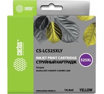 Струйный картридж Cactus желтый, 14.4 мл, для brother dcp-j100/j105/j200 CS-LC525XLY 982072