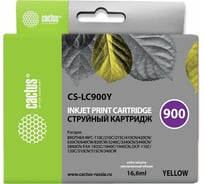 Струйный картридж Cactus желтый, 16.6 мл, для brother dcp-110/115/120/mfc-210/215/fax-1840 CS-LC900Y 807008