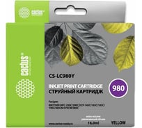 Струйный картридж Cactus желтый, 16 мл, для brother dcp-145c/165c/mfc-250c/290c CS-LC980Y 771746