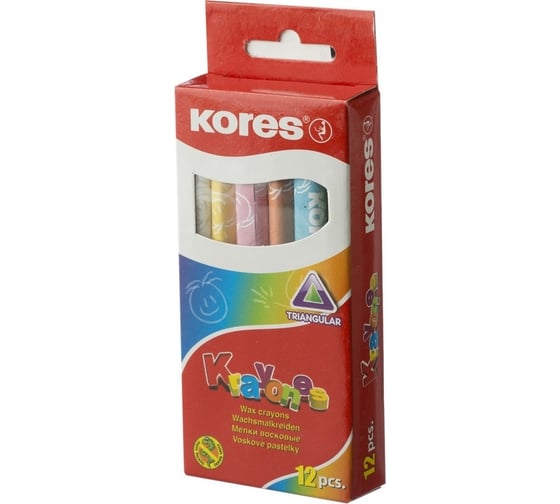 Восковые мелки Kores KRAYONES 12 цветов, трехгранные 33101.02 209549