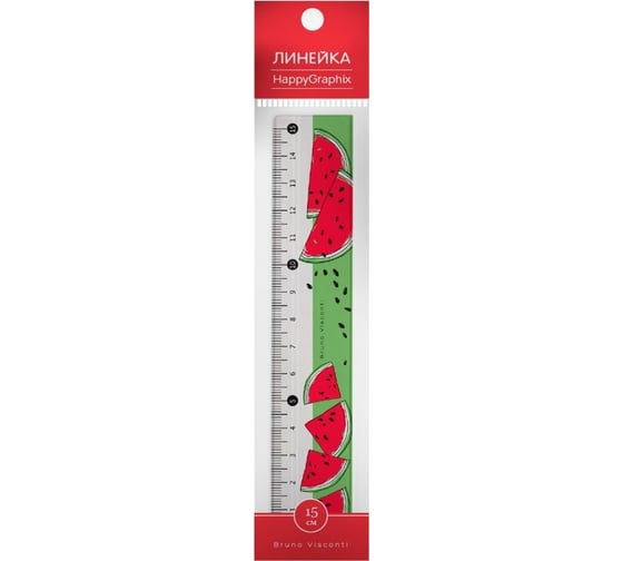 Пластиковая линейка с волнистым краем Bruno Visconti HappyGraphix Fresh&fruity 15 см 45-0012/07