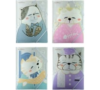 Папка-файл Bruno Visconti на резинке КОТЫ В ЯПОНСКОМ СТИЛЕ А4 4 вида 14-043