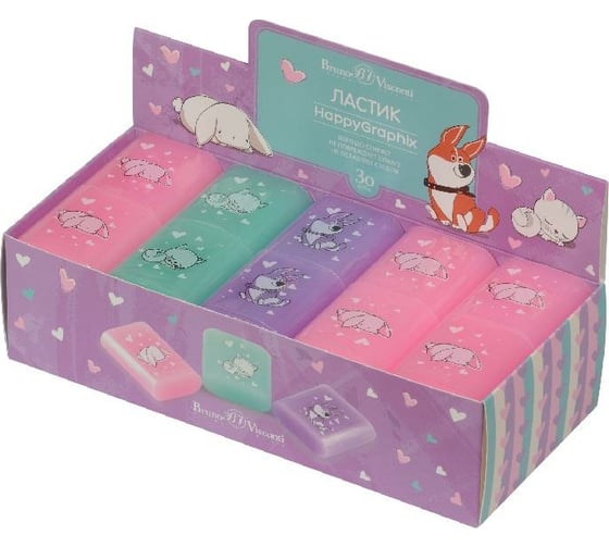 Ластик Bruno Visconti HappyGraphix Pastel 3 цвета 42-0014 1