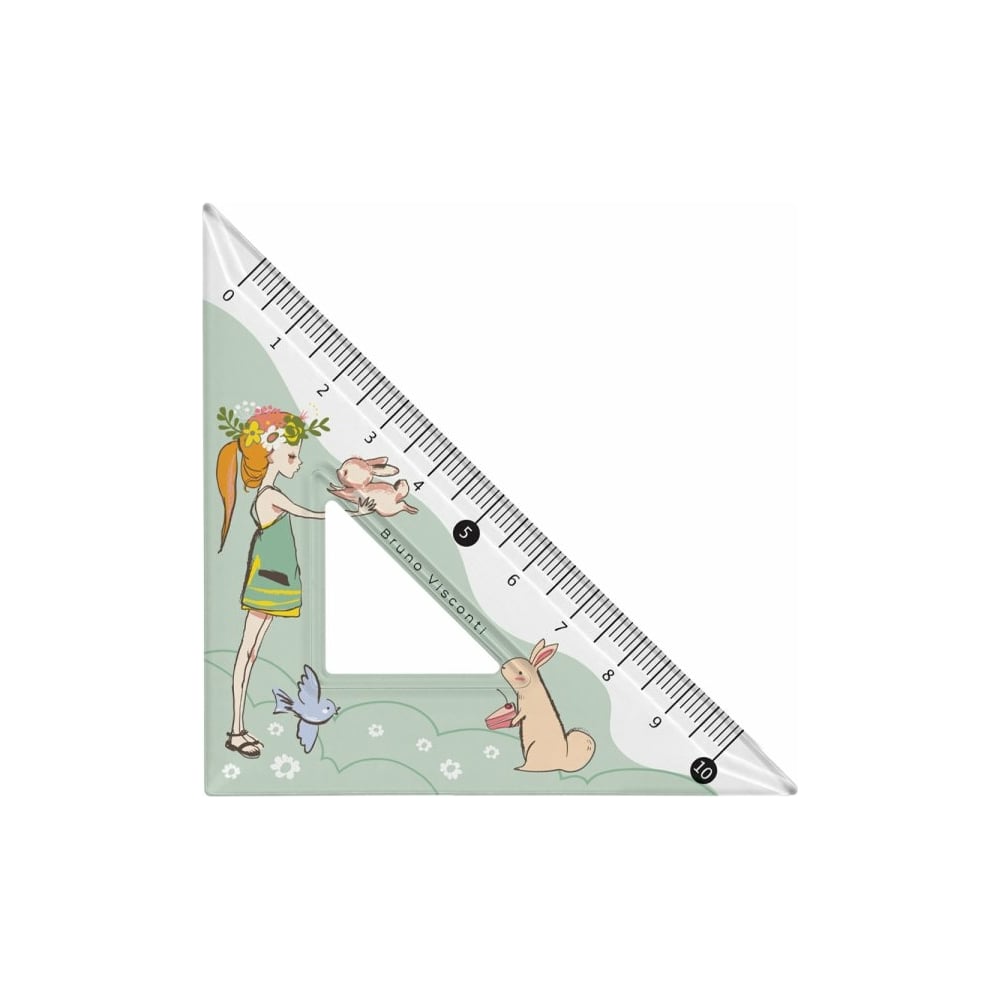 Пластиковый треугольник Bruno Visconti HappyGraphix 45 градусов шкала ...