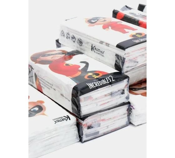 Бумажные платочки WORLD CART Суперсемейка 2 4-х слойные, 1 шт KGINC-HS-01/штучка