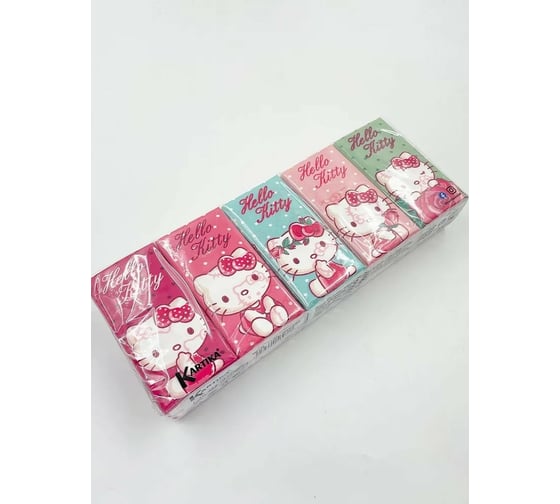 Бумажные платочки WORLD CART Hello Kitty 4-х слойные, 1 шт KGHLK-HS-01/штучка