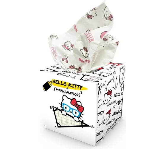 Бумажные салфетки-выдергушки WORLD CART Hello Kitty с рисунком 3-х слойные, 56 шт HLK-FC-01/треугольник 1