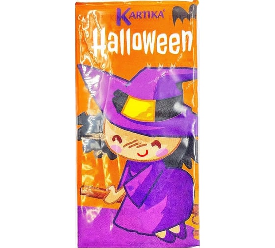 Бумажные платочки WORLD CART Helloween 4-х слойные, 1 шт HLW-HS-02/штучка