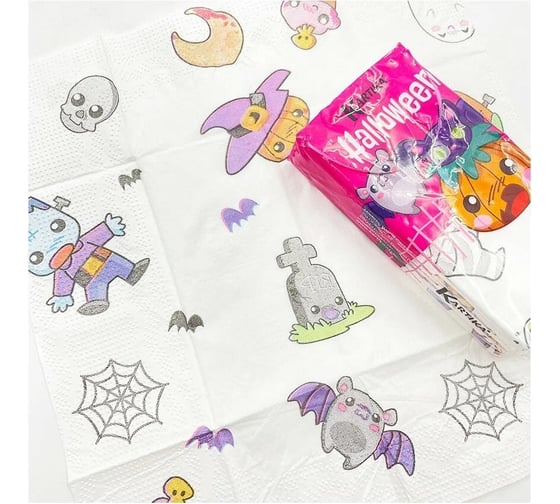 Бумажные платочки WORLD CART Helloween 4-х слойные, 1 шт HLW-HS-02/штучка