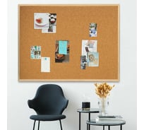 Пробковая доска для объявлений BRAUBERG 100x150 см, деревянная рамка 238180