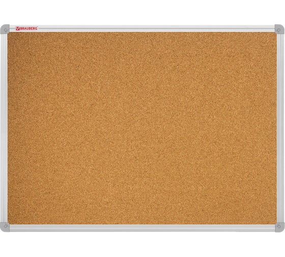 Пробковая доска для объявлений BRAUBERG 100x150 см, алюминиевая рамка 238181
