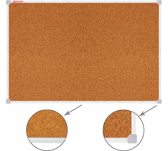 Пробковая доска BRAUBERG 70x50 см, ПВХ рамка 238188