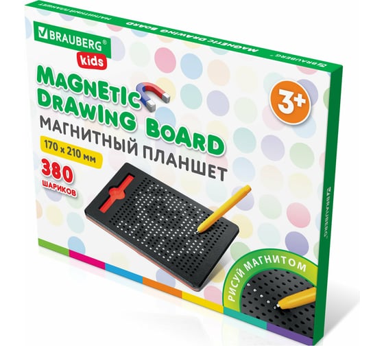 Магнитный планшет-доска для рисования BRAUBERG Magpad Medium Kids 17x21 см, 380 шариков 664921
