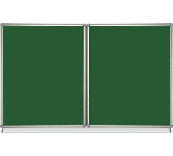 Магнитная доска для мела Staff 3-х элементная, 100x150/300 см, 5 рабочих поверхностей, зеленая 238009