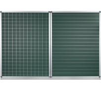 Магнитная доска для мела Staff 3-х элементная, 100x150/300 см, дополнительная линия/клетка, зеленая 238011
