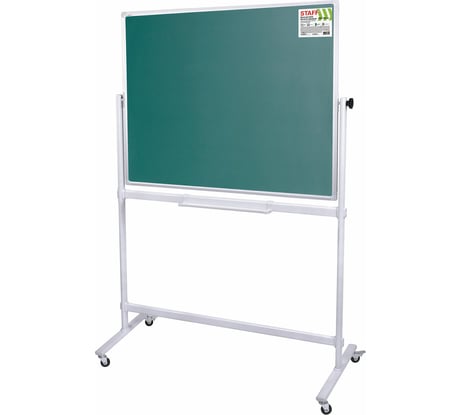 Двусторонняя магнитно-маркерная доска для мела Staff на стенде, 100x150 см, зеленая/белая 238006