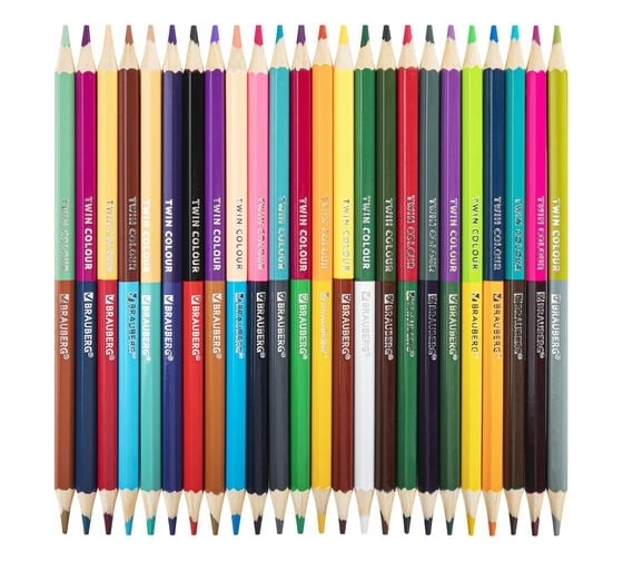 Цветные мягкие двусторонние карандаши BRAUBERG Premium Twin Colour 24 штуки, 48 цветов, туба 181876
