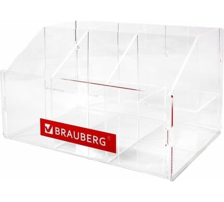 Подставка под письменные принадлежности BRAUBERG 6 отделений, 15x21x12 см, оргстекло 505923