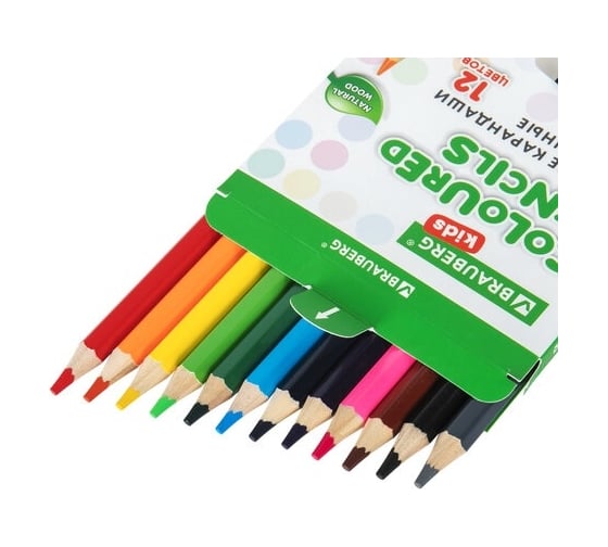 Цветные утолщенные карандаши BRAUBERG Kids 12 цветов, грифель 5 мм 181878