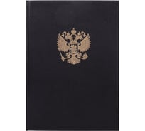 Книга учета BRAUBERG 96 л, клетка, твердая, бумвинил, офсет, герб, А4, 200x290 мм, черная 130275