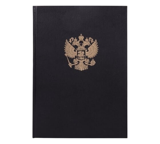 Книга учета BRAUBERG 96 л, клетка, твердая, бумвинил, офсет, герб, А4, 200x290 мм, черная 130275