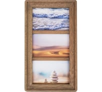 Рамка из мангового дерева BRAUBERG Loft Trinity 3 фото, 10x15 см, акриловый экран, 20x35.5 см 391282