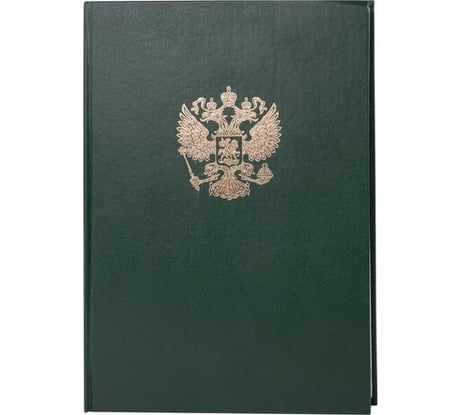 Книга учета BRAUBERG 96 л, клетка, твердая, бумвинил, офсет, герб, А4, 200x290 мм, зеленая 130277