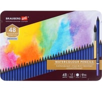 Художественные цветные акварельные карандаши BRAUBERG Art Premiere 48 цветов, 4 мм, металлический кейс 181924