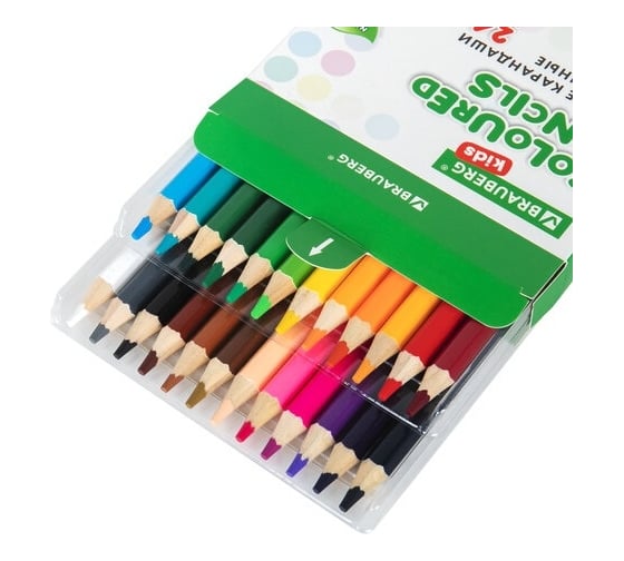 Цветные утолщенные карандаши BRAUBERG Kids 24 цвета, грифель 5 мм 181879