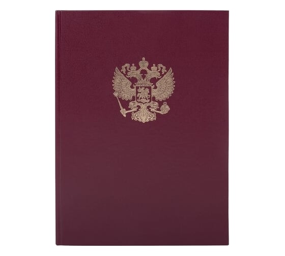 Книга учета BRAUBERG 96 л, клетка, твердая, бумвинил, офсет, герб, А4, 200x290 мм, бордовая 130276