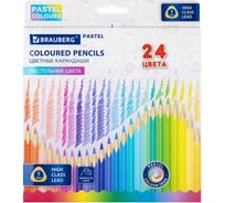 Цветные карандаши BRAUBERG Pastel 24 пастельных цвета, трёхгранные, грифель 3 мм 181851