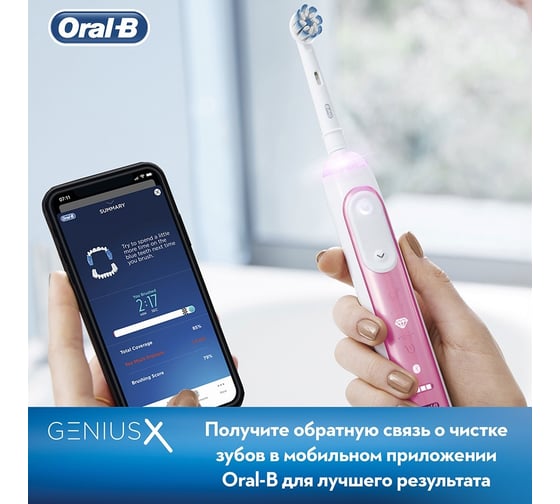 Электрическая зубная щетка Oral-B Genius X Special Edition розовая 0053019390