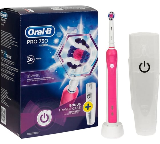 Электрическая зубная щетка Oral-B Professional Care 750/D16 CrossAction Pink + футляр 0053019144