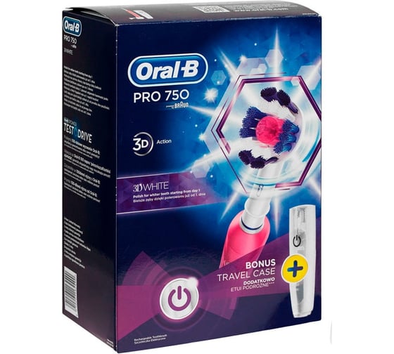 Электрическая зубная щетка Oral-B Professional Care 750/D16 CrossAction Pink + футляр 0053019144