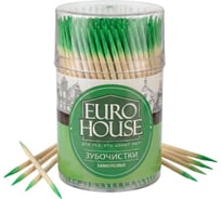 Бамбуковые зубочистки EUROHOUSE с ментолом, в пластиковой банке, 300 шт. 13463