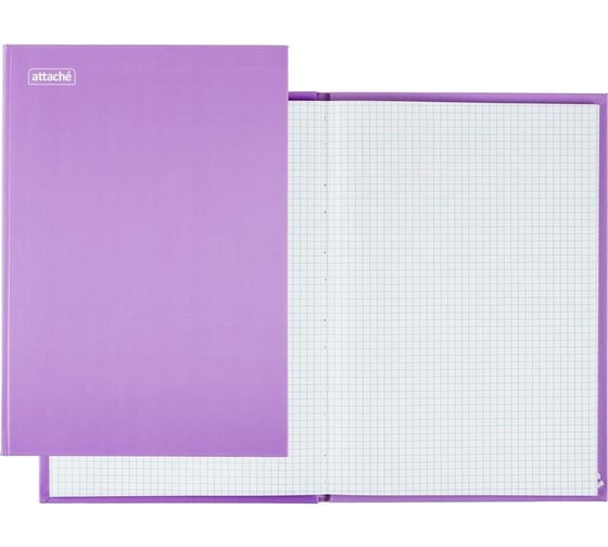 Книга учета Attache Bright Сolours 96 листов А4 в клетку на сшивке блок офсет обложка - картон, цвет сиреневый 1597481