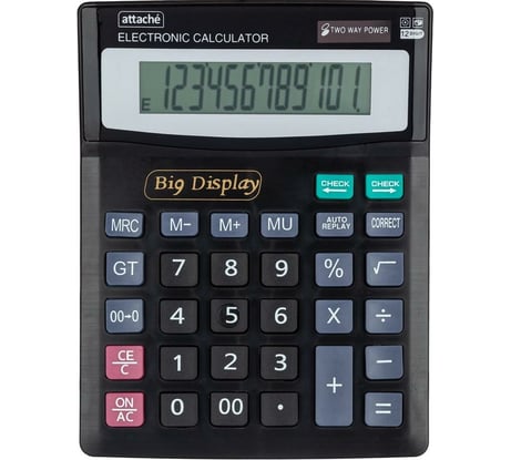 Настольный калькулятор Attache ATC-444-12F 12-разрядный черный 192x148x33 мм 1277747