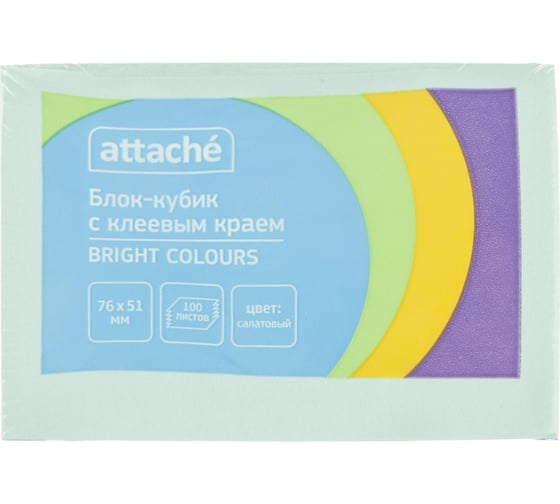 Стикеры Attache Bright colours 76x51 мм пастельные салатовые 1 блок, 100 листов 1495400