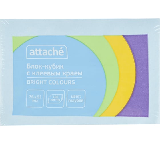 Стикеры Attache Bright colours 76x51 мм пастельные голубые 1 блок, 100 листов 1495397