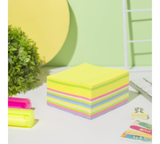 Стикеры Attache 76x76 мм Bright colours Мармелад неоновые 6 цветов 1 блок, 400 листов 1602691